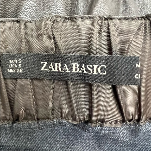Zara dark brown faux vegan leather pull on mini skirt S - Picture 9 of 9